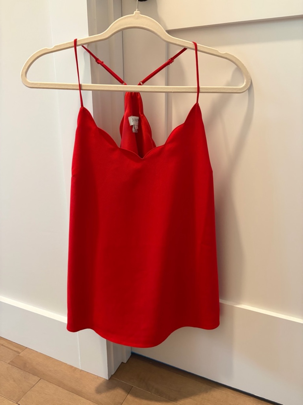 J. Crew Red Scallop V-Neck Silk Camisole